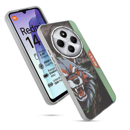 Beast Mode Animal Printed Back Case For Redmi 14C 5G With Hard Back & Glow Effect