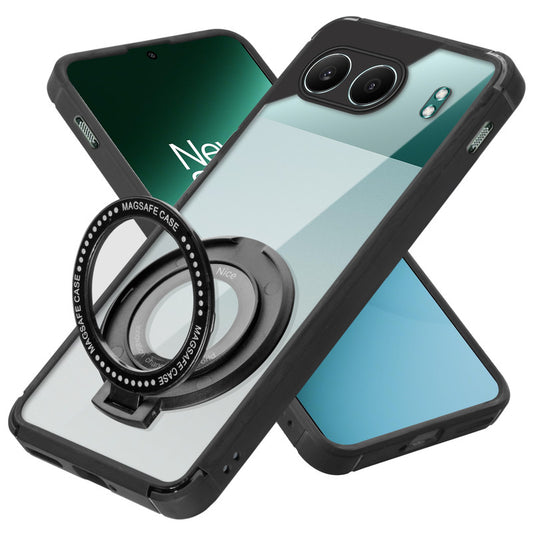Silicone Frame Transparent Hard Back With Holder Kickstand Case For OnePlus Nord 4 5G