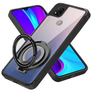 Silicone Frame Transparent Hard Back With Holder Kickstand Case For Redmi 9