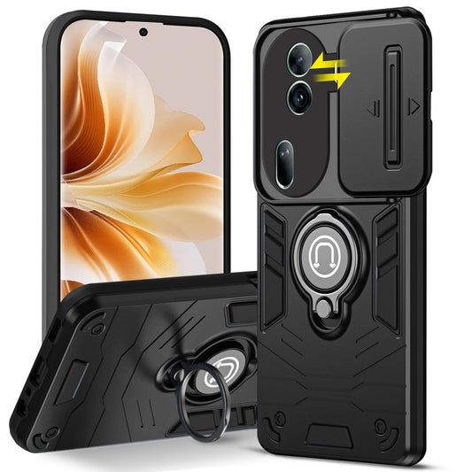 Ultra Rugged Armor Case with Rotating Ring Holder & Shutter Camera Protection Back Case For Oppo Reno 11 Pro 5G