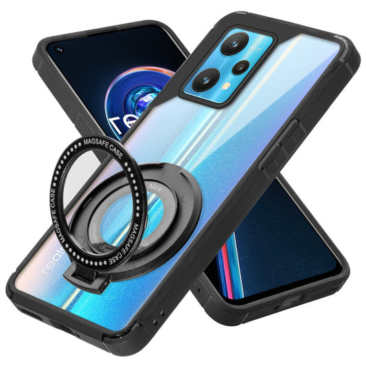 Silicone Grip Clear Case Ring Holder Kickstand For Realme 9 Pro 5G