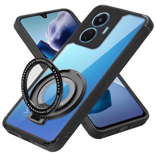 Silicone Grip Clear Case Ring Holder Kickstand For Vivo T1 44W