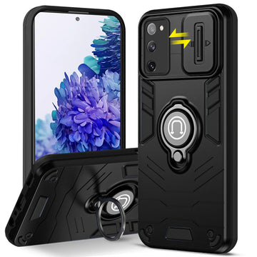 Ultra Rugged Armor Case with Rotating Ring Holder & Shutter Camera Protection Back Case For  Samsung S20 FE 5G