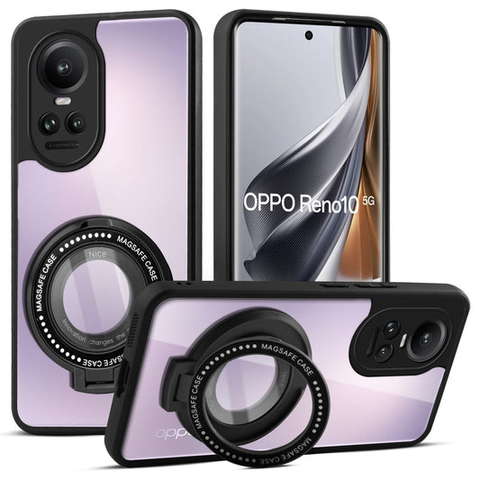 Soft Frame Clear Case Ring Holder Kickstand For Oppo Reno 10 5G