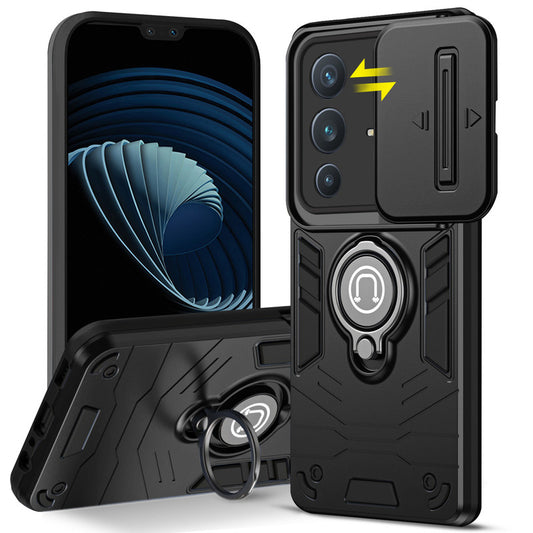 Ultra Rugged Armor Case with Rotating Ring Holder & Shutter Camera Protection Back Case For Vivo V23 5G