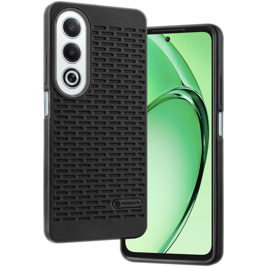 Soft Silicone Mobile Back Cover For Oppo K12x 5G with Dash Type Groove and Matte Gray Camera Ring
