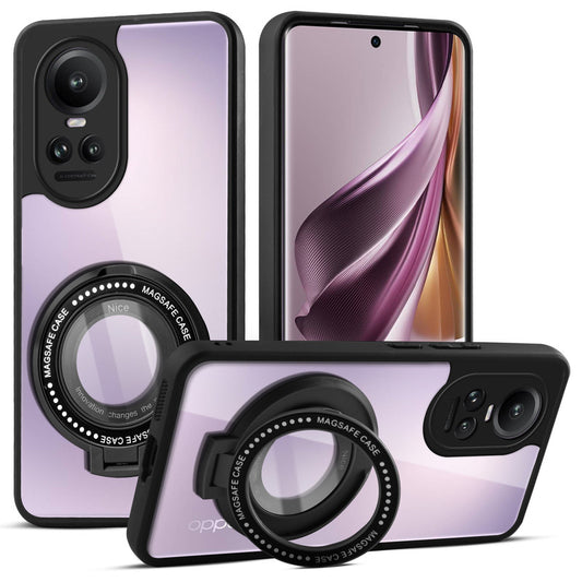 Soft Frame Clear Case Ring Holder Kickstand For Oppo Reno 10 Pro 5G