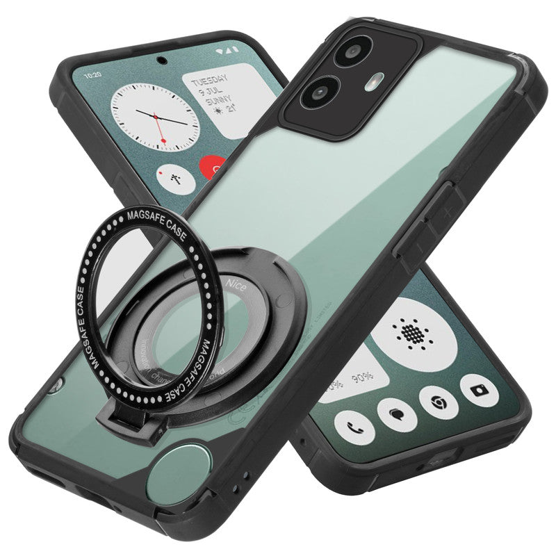 Silicone Frame Transparent Hard Back With Holder Kickstand Case For CMF By Nothing Phone 1
