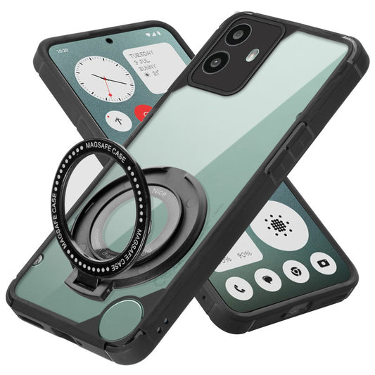 Silicone Frame Transparent Hard Back With Holder Kickstand Case For CMF By Nothing Phone 1