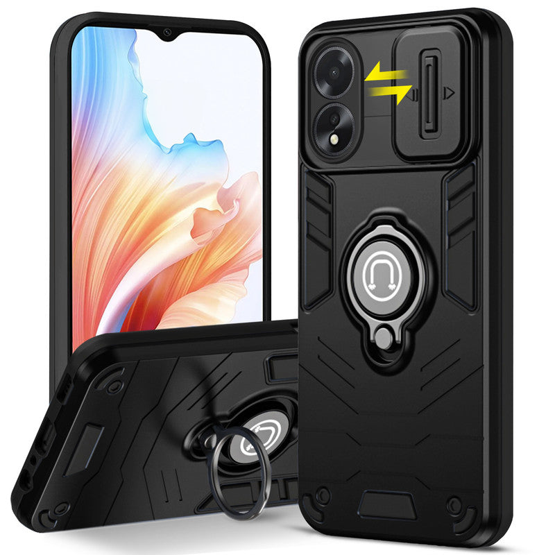 Ultra Rugged Armor Case with Rotating Ring Holder & Shutter Camera Protection Back Case For Oppo A38 4G