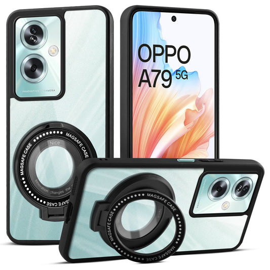 Soft Frame Clear Case Ring Holder Kickstand For Oppo A79 5G