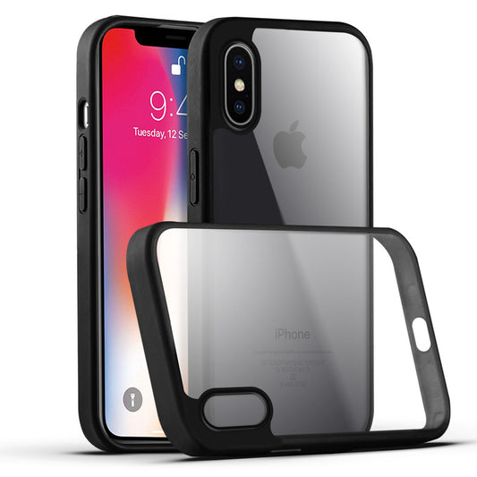 Premium Silicon Soft Framed Case with Clear Back Cover For Apple iPhone X