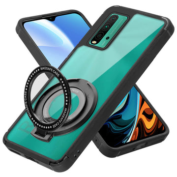 Silicone Frame Transparent Hard Back With Holder Kickstand Case For Redmi 9 Power