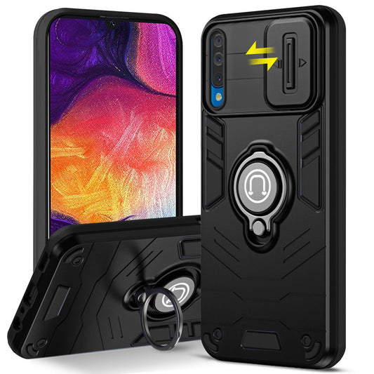 Ultra Rugged Armor Case with Rotating Ring Holder & Shutter Camera Protection Back Case For Samsung A50