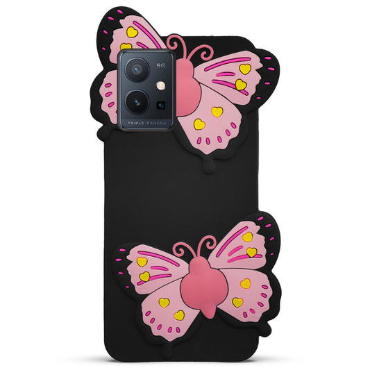 3D Vibrant Butterfly Silicone Phone Case For Vivo T1 5G