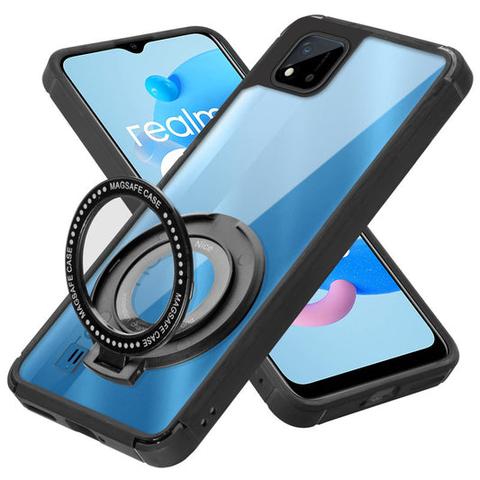 Silicone Grip Clear Case Ring Holder Kickstand For Realme C11 2021