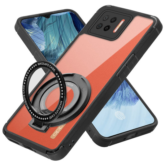 Silicone Grip Clear Case Ring Holder Kickstand For Oppo F17