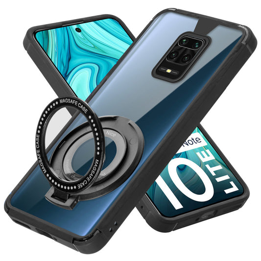 Silicone Grip Clear Case Ring Holder Kickstand For Redmi Note 10 Lite
