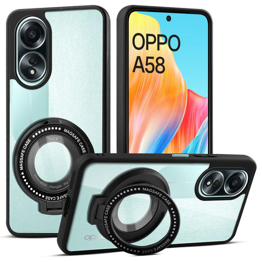 Soft Frame Clear Case Ring Holder Kickstand For Oppo A58 4G