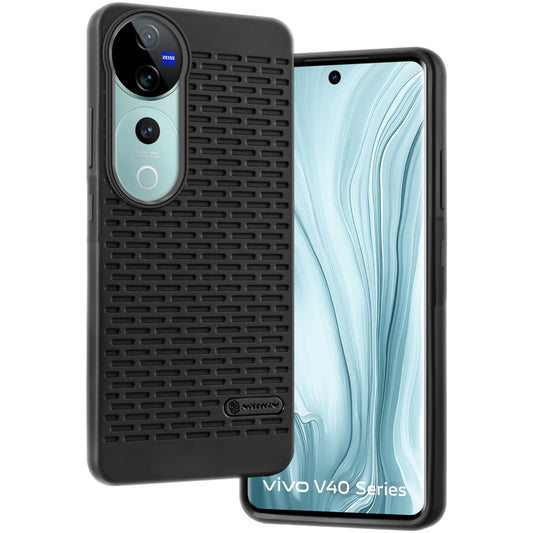 Soft Silicone Mobile Back Cover For Vivo V40 Pro 5G with Dash Type Groove and Matte Gray Camera Ring