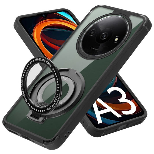 Silicone Grip Clear Case Ring Holder Kickstand For Redmi A3 2024