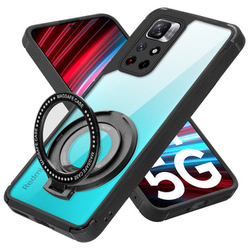 Silicone Grip Clear Case Ring Holder Kickstand For Redmi Note 11T