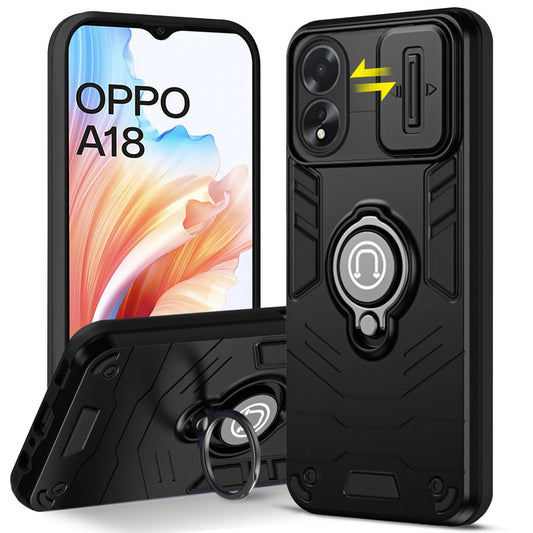 Ultra Rugged Armor Case with Rotating Ring Holder & Shutter Camera Protection Back Case For Oppo A18