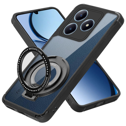 Silicone Grip Clear Case Ring Holder Kickstand For Realme C63