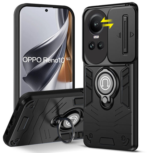 Ultra Rugged Armor Case with Rotating Ring Holder & Shutter Camera Protection Back Case For Oppo Reno 10 5G