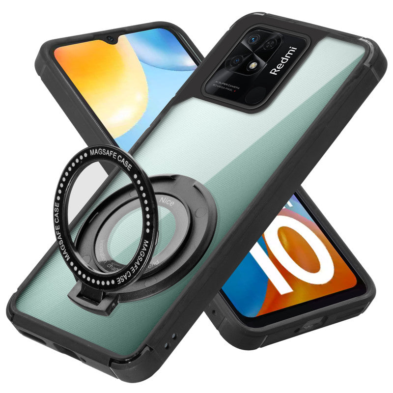 Silicone Grip Clear Case Ring Holder Kickstand For Redmi 10