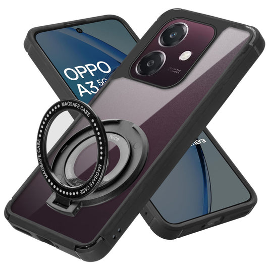Silicone Grip Clear Case Ring Holder Kickstand For Oppo A3 5G