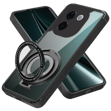 Silicone Grip Clear Case Ring Holder Kickstand For Vivo T3 Pro 5G