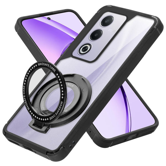Silicone Frame Transparent Hard Back With Holder Kickstand Case For Oppo A3 Pro 5G