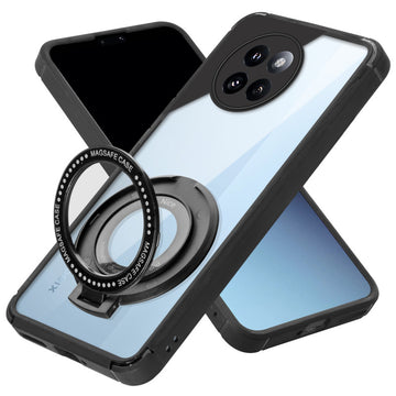 Silicone Frame Transparent Hard Back Ring Stand Case for Xiaomi 14 Civi 5G