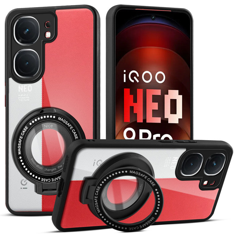 Soft Frame Clear Case Ring Holder Kickstand For iQOO Neo 9 Pro 5G