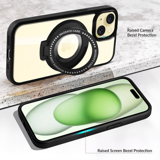 Soft Frame Clear Case Ring Holder Kickstand For Apple iPhone 15 Plus