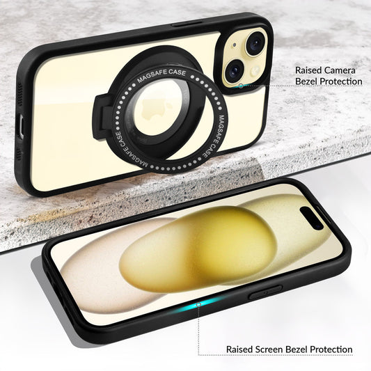 Soft Frame Clear Case Ring Holder Kickstand For Apple iPhone 15