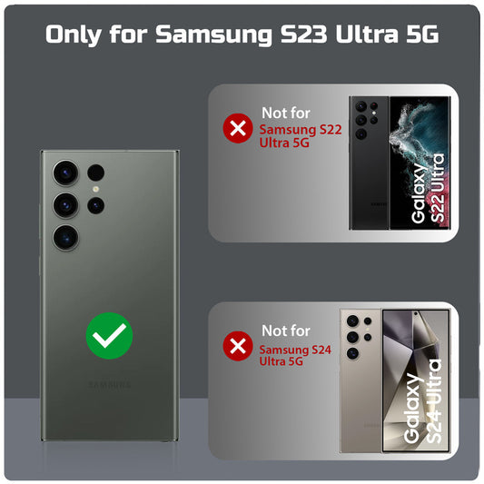 Transparent Back Cover with Silicone frame,Matte Ring Holder Kickstand Case For Samsung S23 Ultra 5G