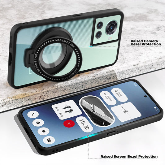 Soft Frame Clear Case Ring Holder Kickstand For OnePlus 10R 5G