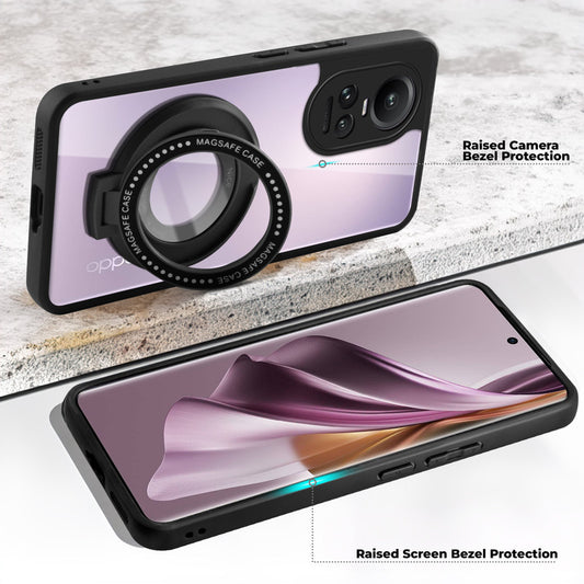 Soft Frame Clear Case Ring Holder Kickstand For Oppo Reno 10 Pro 5G