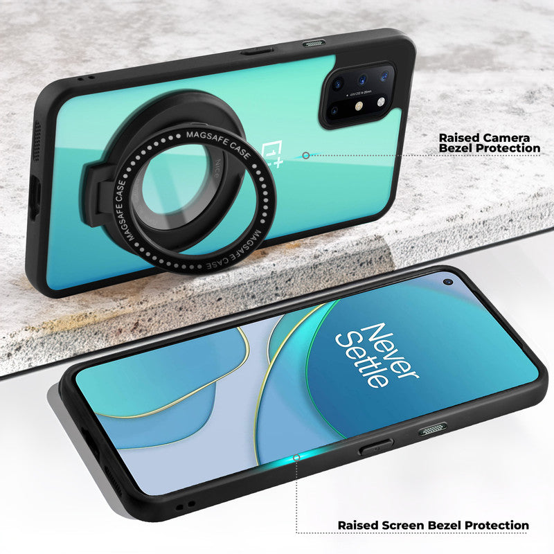 Soft Frame Clear Case Ring Holder Kickstand For OnePlus 8T