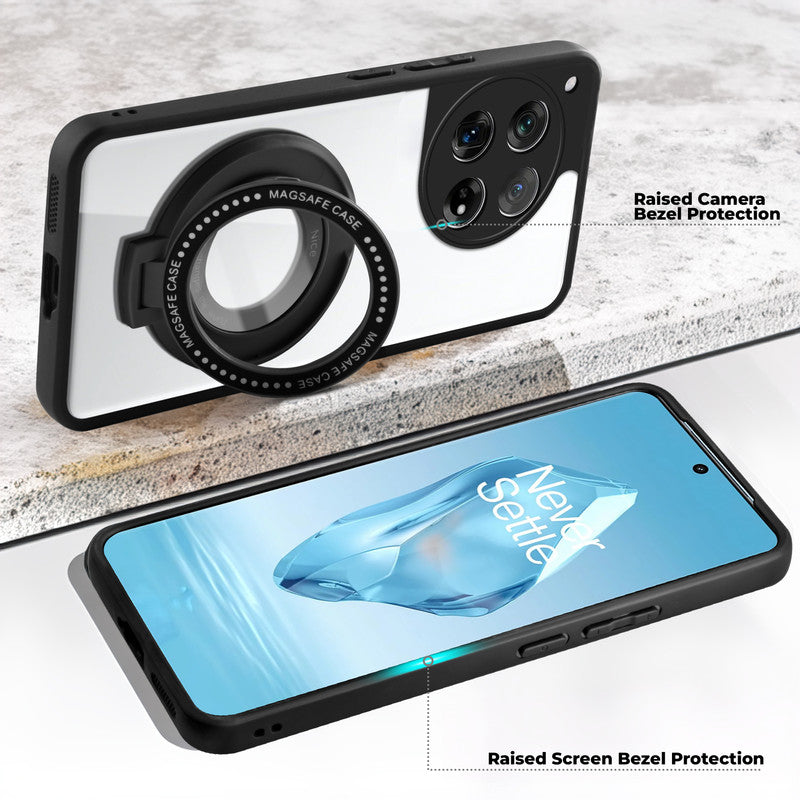 Soft Frame Clear Case Ring Holder Kickstand For OnePlus 12R 5G