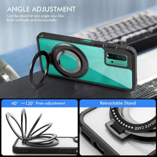 Silicone Grip Clear Case Ring Holder Kickstand For Redmi 9 Power