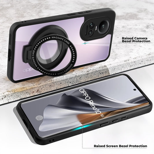 Soft Frame Clear Case Ring Holder Kickstand For Oppo Reno 10 5G