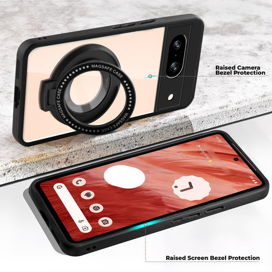 Soft Frame Clear Case Ring Holder Kickstand For Google Pixel 8A