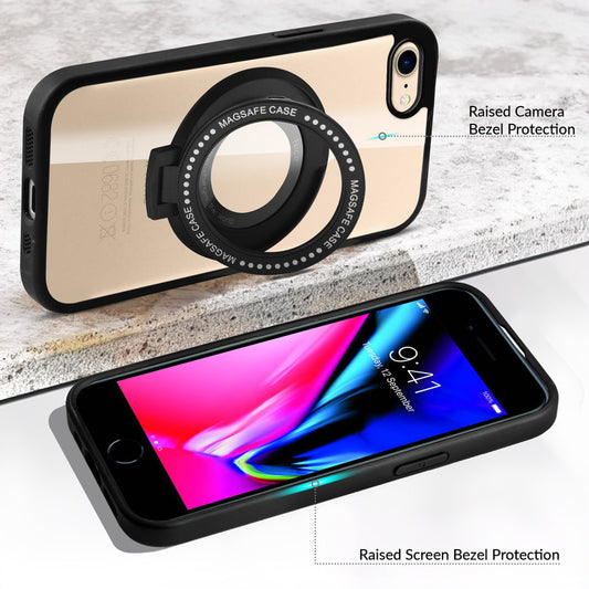 Soft Frame Clear Case Ring Holder Kickstand For Apple iPhone 8