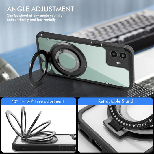 Silicone Frame Transparent Hard Back With Holder Kickstand Case For CMF By Nothing Phone 1