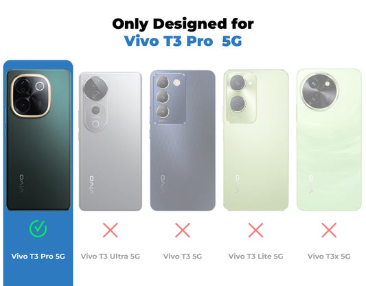 Silicone Frame Transparent Hard Back Ring Stand Case for Vivo T3 Pro 5G