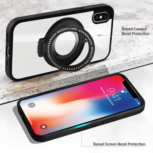 Soft Frame Clear Case Ring Holder Kickstand For Apple iPhone X