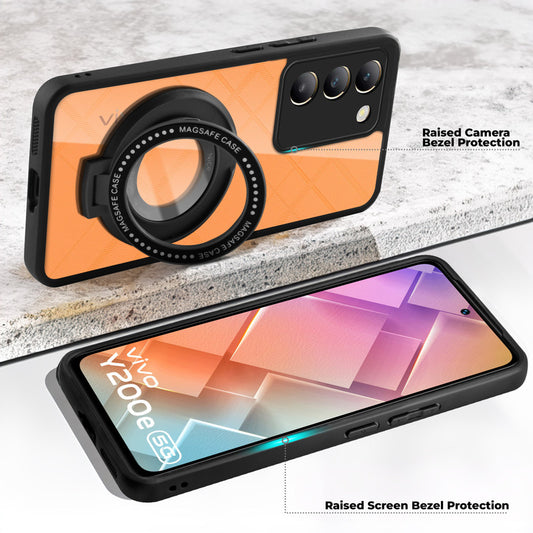 Soft Frame Clear Case Ring Holder Kickstand For Vivo Y200e 5G
